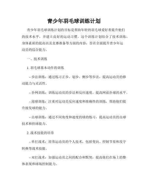 青少年羽毛球训练计划