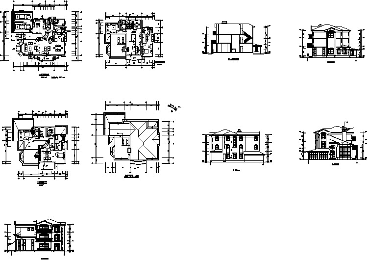 某别墅建筑全套设计施工图(共9张)