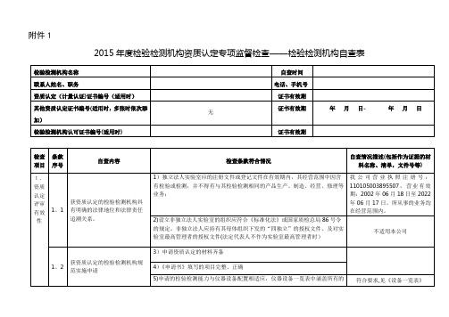 检验检测机构自查表【范本模板】