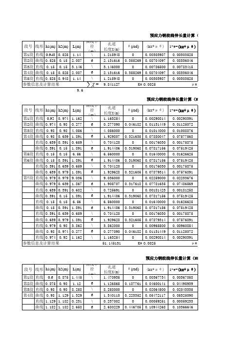 钢绞线伸长量计算表