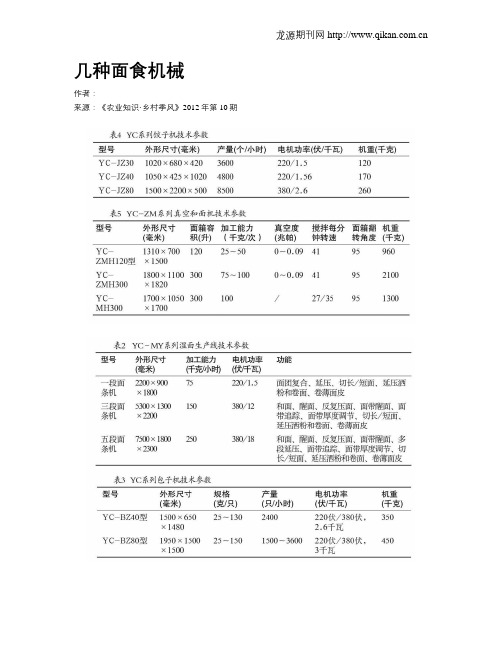 几种面食机械