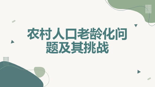 农村人口老龄化问题及其挑战