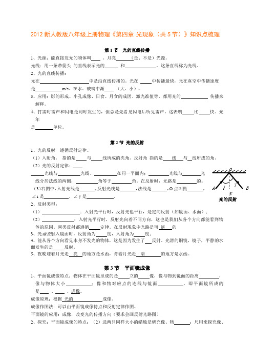 新人教版八年级上册物理《第四章 光现象(共5节)》知识点梳理