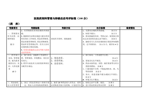 药剂科考核标准(药库)