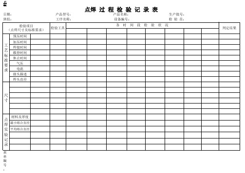 点焊过程检验记录