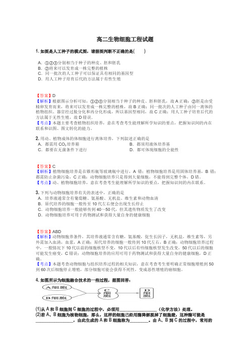 高二生物细胞工程试题
