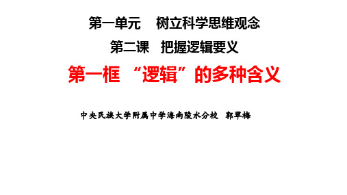 2.1 “逻辑”的多种含义 课件-高中政治统编版选择性必修3 逻辑与思维