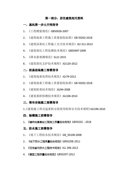 2019年建筑工程常用最新规范、图集整理汇总