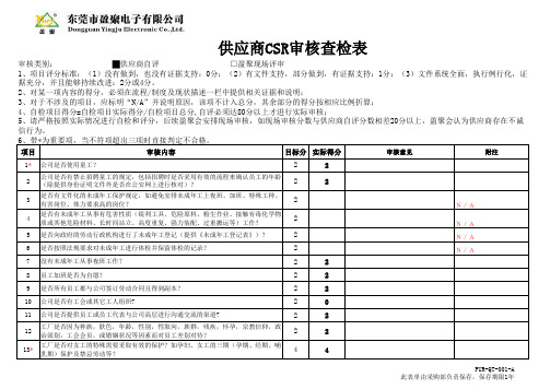 PUR-QT-001-A 供应商CSR审核查检表