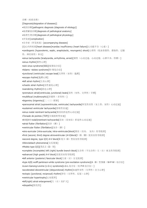 医学英语--诊断(疾病英文名称)[Diagnosis(disignation of diseases)]