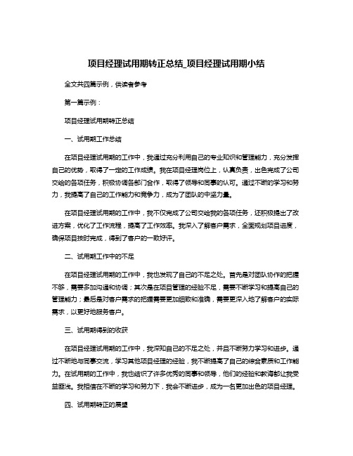 项目经理试用期转正总结_项目经理试用期小结