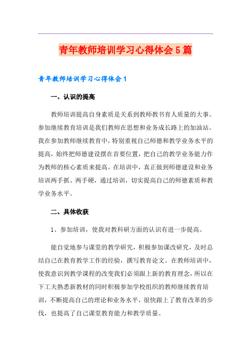 青年教师培训学习心得体会5篇