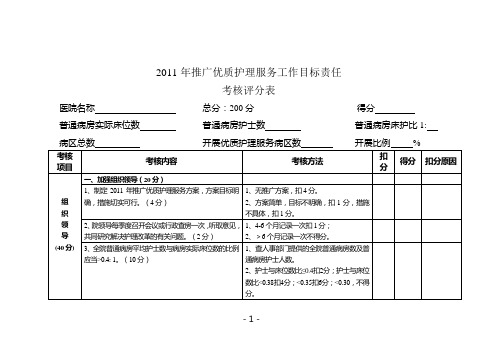 优质护理服务考核评分标准