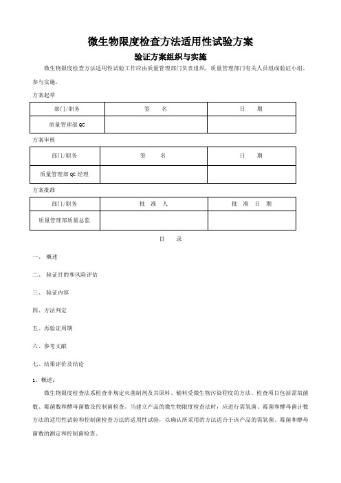 微生物限度检查方法适用性试验方案