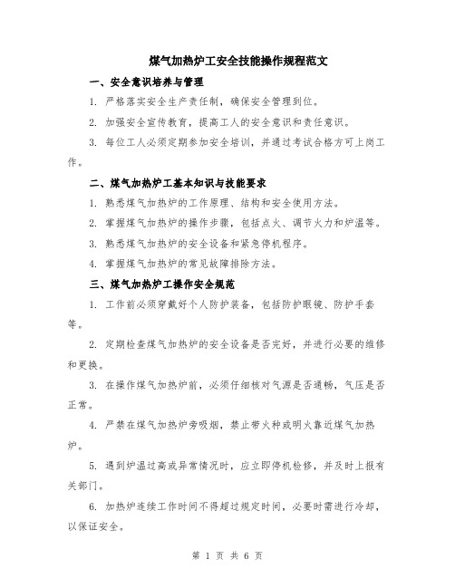 煤气加热炉工安全技能操作规程范文（二篇）