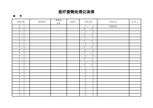 医疗废物处理记录表