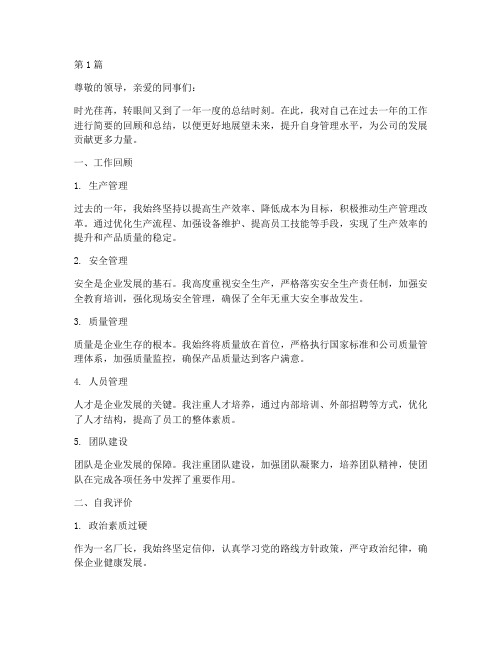 厂长年度自我总结业(3篇)