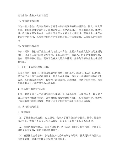 企业文化实习报告