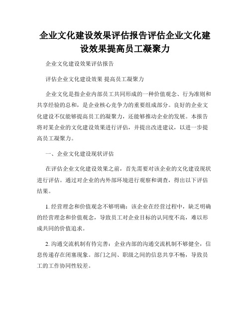 企业文化建设效果评估报告评估企业文化建设效果提高员工凝聚力