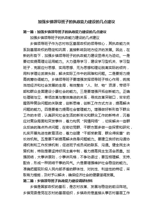 加强乡镇领导班子的执政能力建设的几点建议