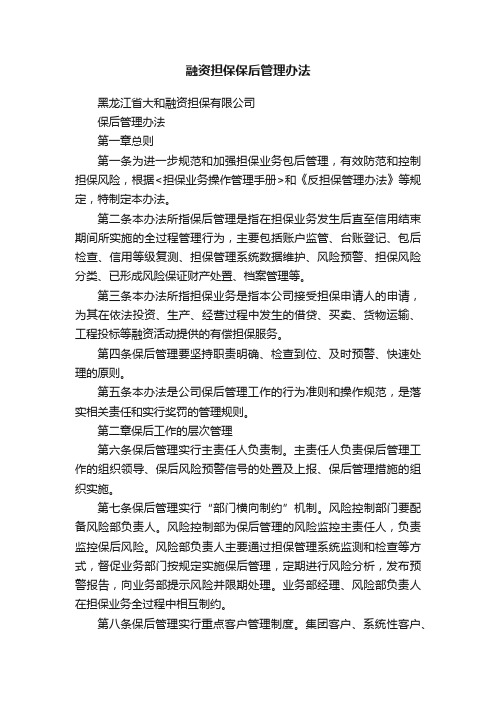 融资担保保后管理办法