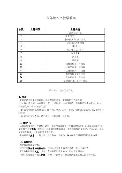 六年级作文补习教案(15课时)