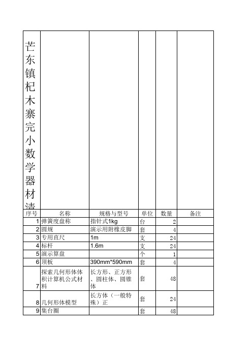 数学设备清单
