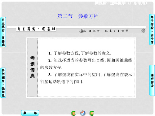 高考数学一轮复习 第二节 参数方程课件 理 新人教A版选修44