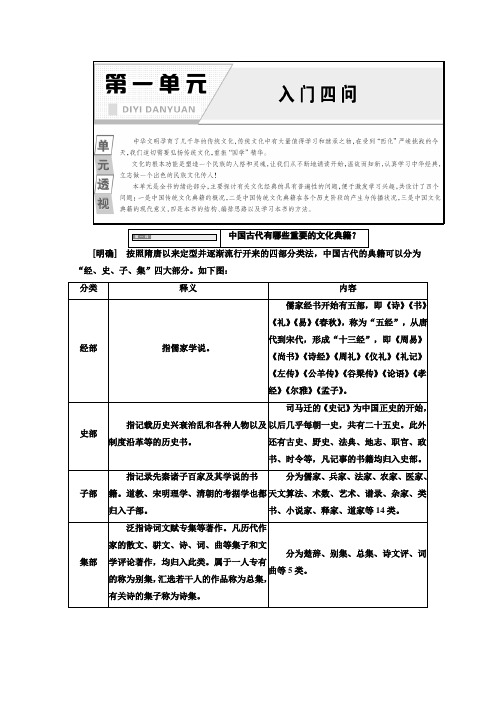 高中语文人教版选修(中国文化经典研读)第一单元 入门四问 教学案