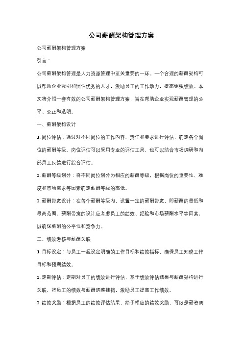 公司薪酬架构管理方案