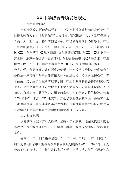 XX中学综合专项发展规划