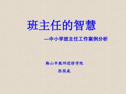 班主任的智慧 —中小学班主任工作案例分析