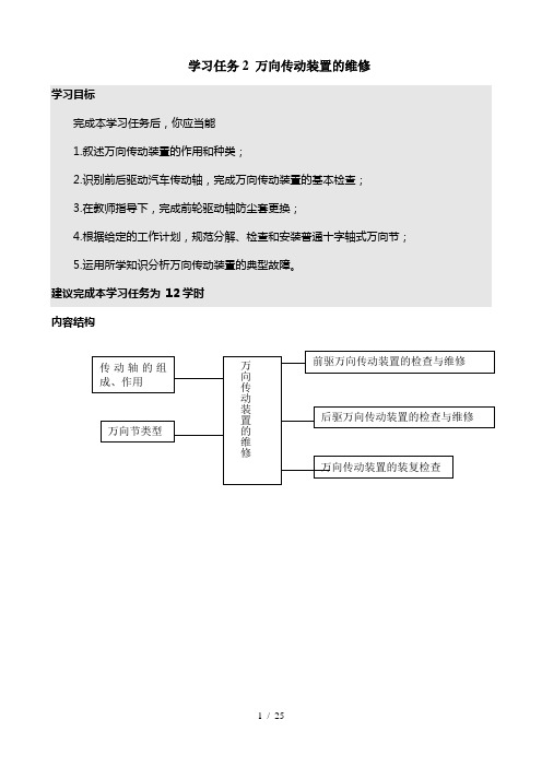 学习任务2-万向传动装置的维修7.6