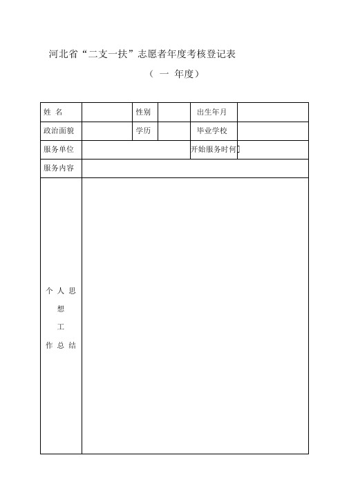 三支一扶年度考核登记表.