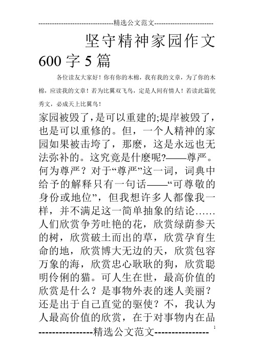 坚守精神家园作文600字5篇