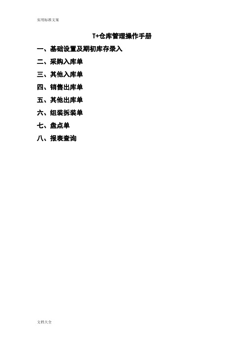 T+仓库管理系统操作