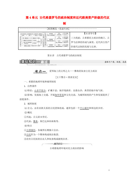 2021版高考历史大一轮复习 模块1 第4单元 古代希腊罗马的政治制度和近代欧美资产阶级的代议制 第