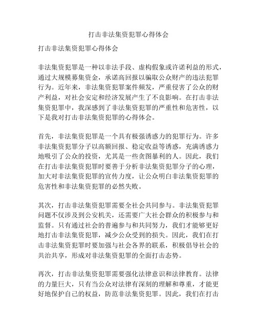 打击非法集资犯罪心得体会