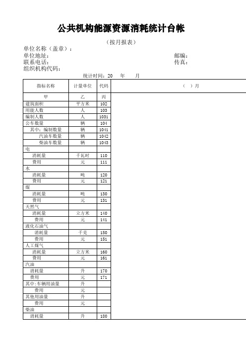 公共机构能源资源消耗统计台帐.