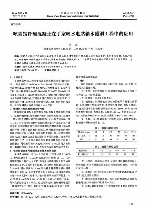 喷射钢纤维混凝土在丁家峡水电站输水隧洞工程中的应用