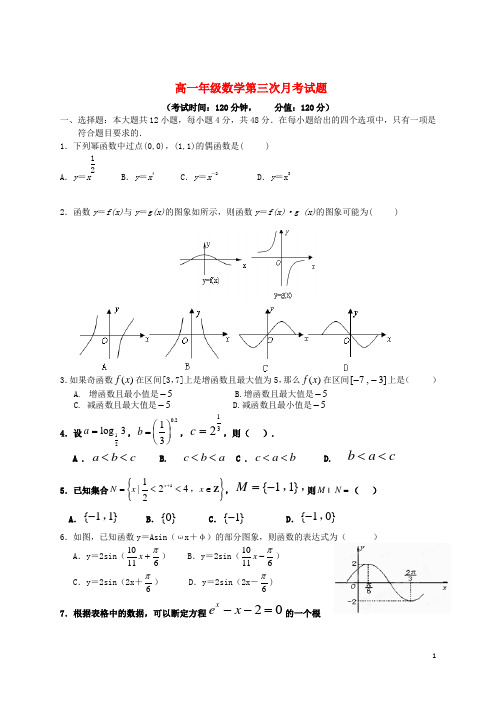 高一数学12月月考试题新人教A版 (2)