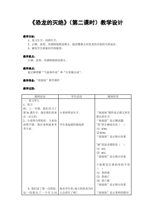 小学语文ppt课件小学语文二年级下册31恐龙的灭绝教案一