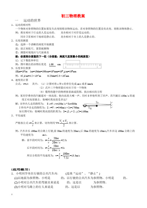 2019年初三物理总复习教案(全)