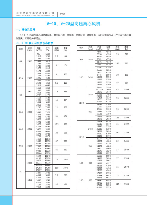 9-19、9-26型高压离心风机