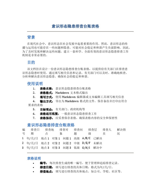 意识形态隐患排查台账表格