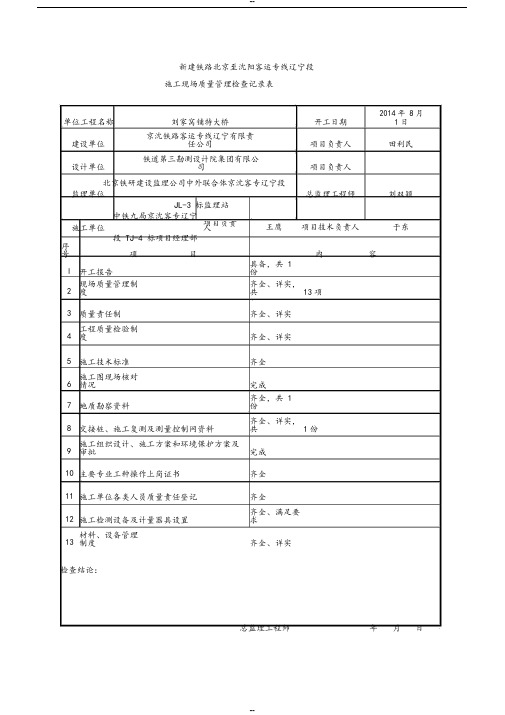 施工现场质量管理检查记录表