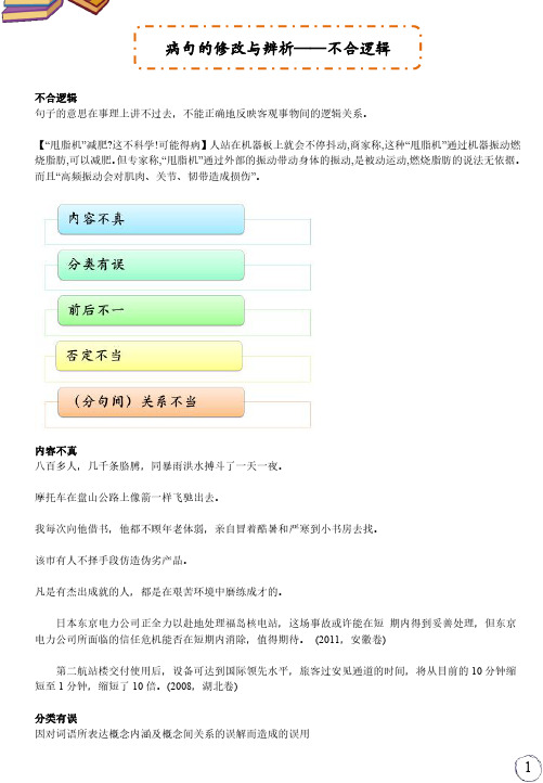 病句的修改与辨析——不合逻辑