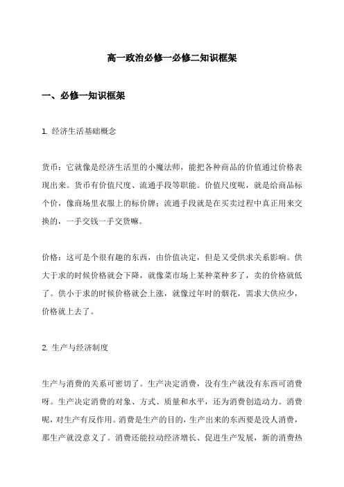 高一政治必修一必修二知识框架