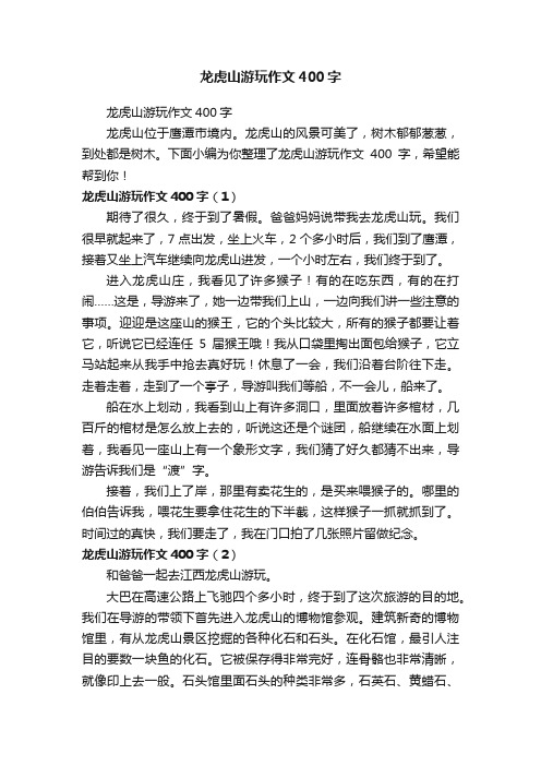 龙虎山游玩作文400字