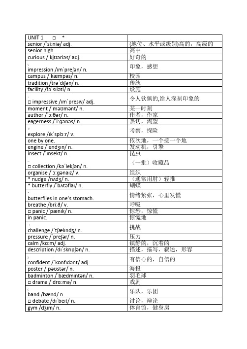 外研版高中新教材英语单词表(必修一)